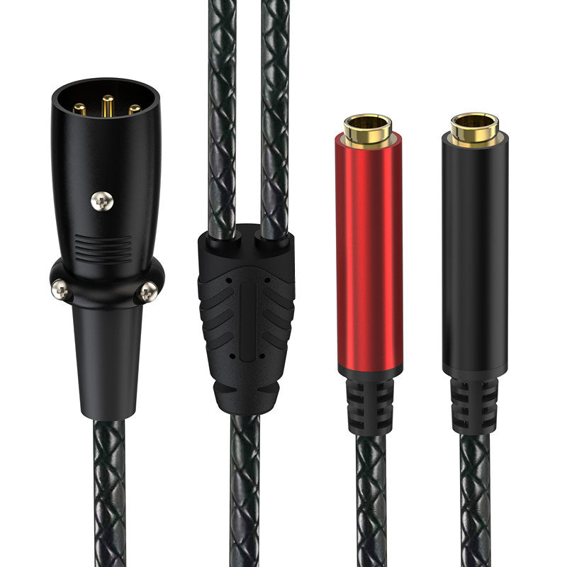 3-pin XLR male to dual 6.35mm female audio splitter cable