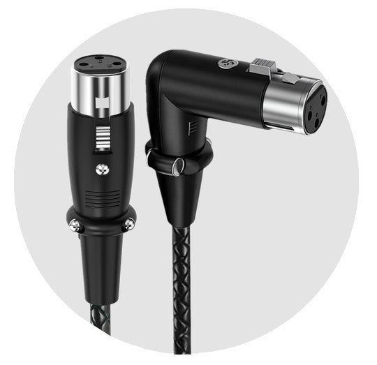 3-pin XLR female to female microphone cable with braided jacket and locking metal connector