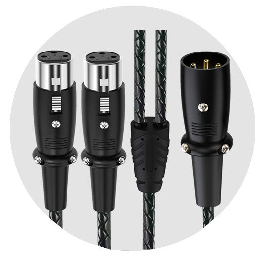 3-pin XLR splitter cable with XLR male to dual XLR female connectors and braided cable