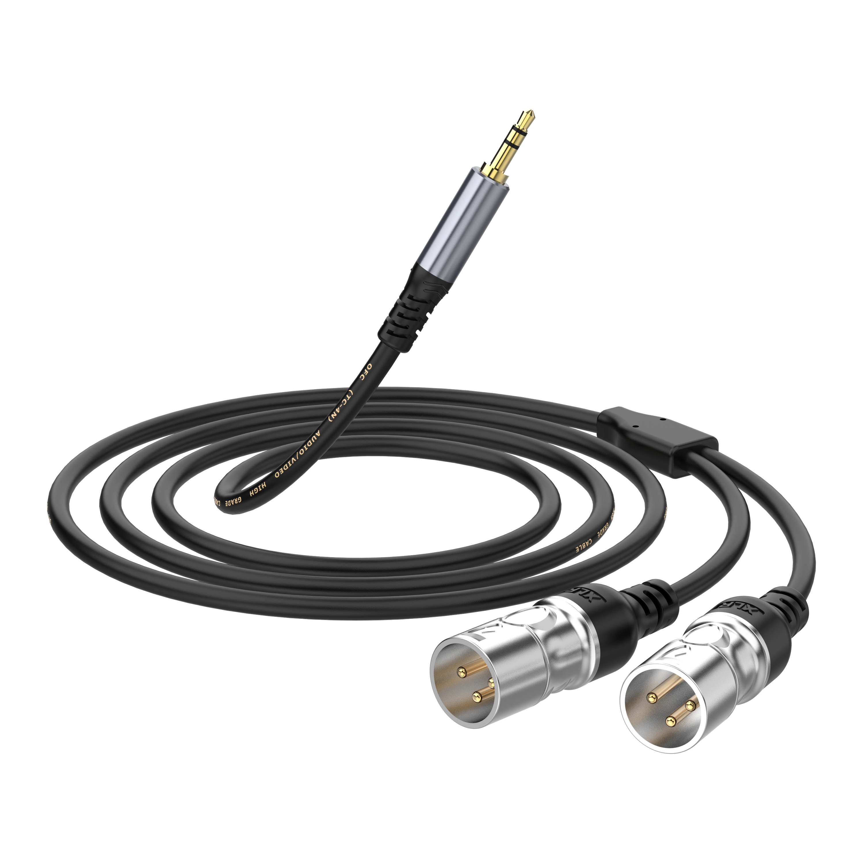 Dual XLR Male to 3.5mm Microphone Cable | XLR Male to 3.5mm mini Jack TRS Balanced Audio Stereo Cable | 1/8 inch to XLR 3 Pin Interconnect Connector
