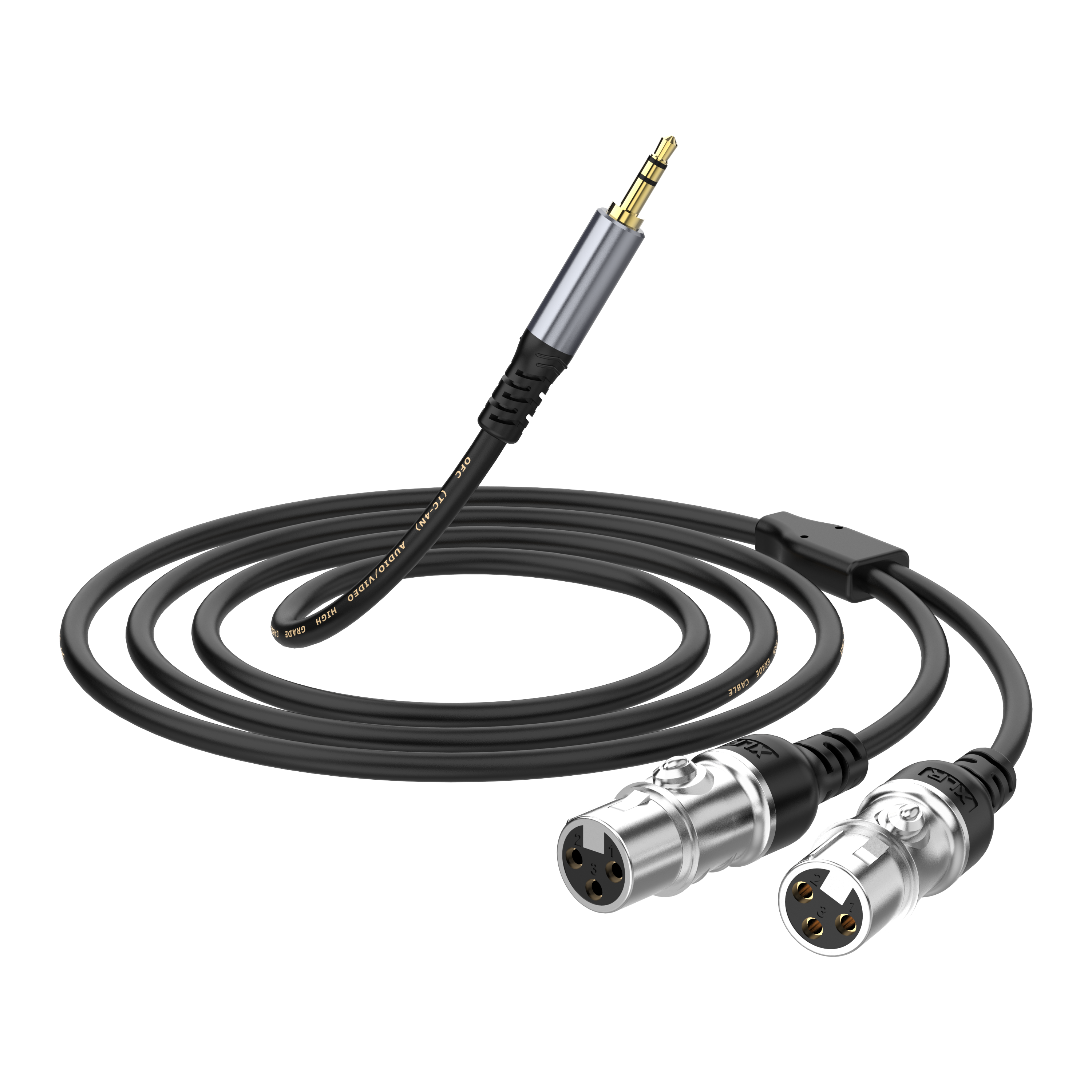 Twin XLR Female to 3.5mm Jack Cable, Dual Female XLR to Mini Jack Y-Splitter Breakout Lead