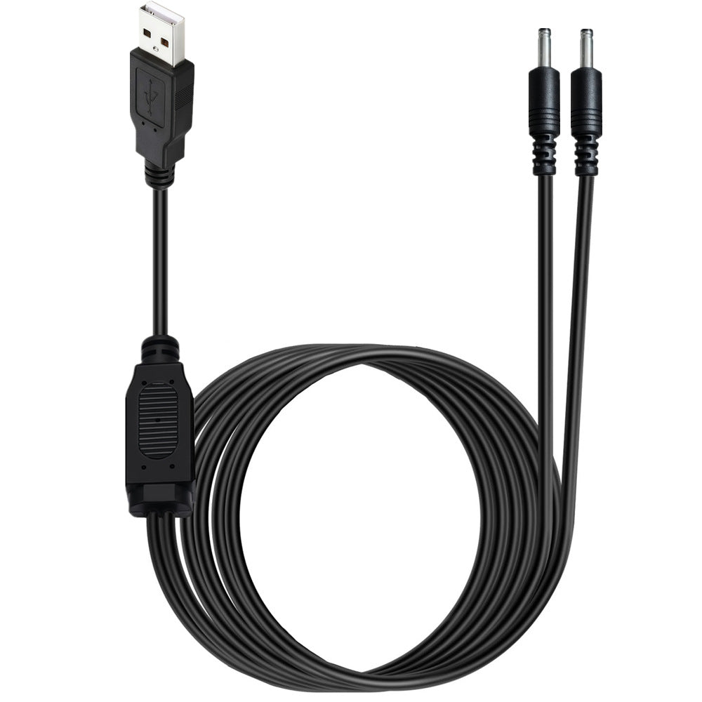 Black USB cable with connectors on a white background