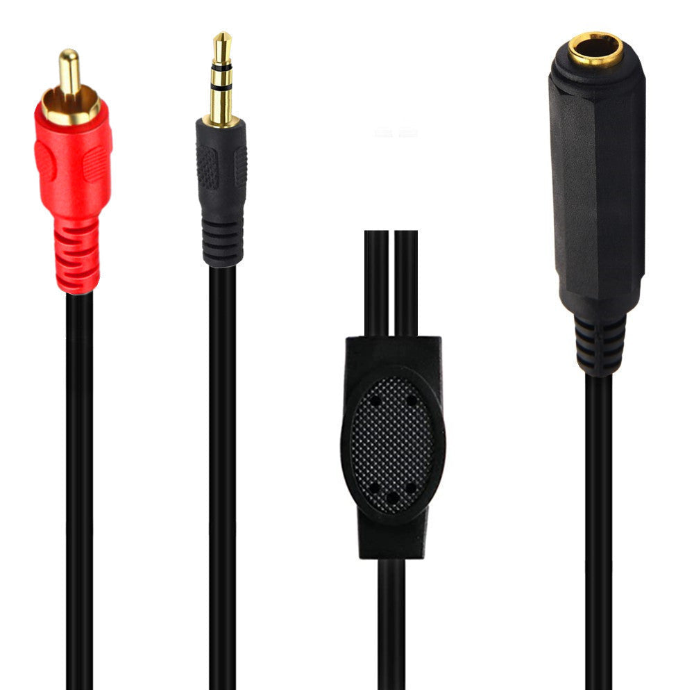 3.5mm (1/8”) Male to 6.35mm (1/4”) Female TRS Stereo Audio Cable with RCA Male Extension – 0.5M