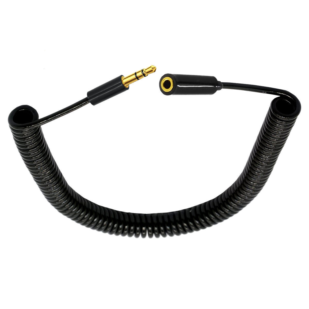 3.5mm 1/8" 3Pole TRS Stereo Male to Female Audio Spiral Cable