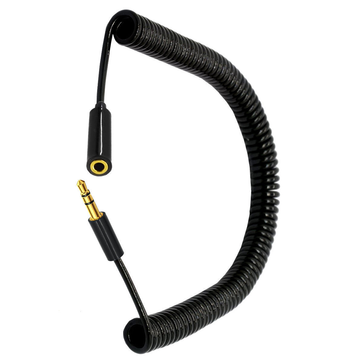 3.5mm 1/8" 3Pole TRS Stereo Male to Female Audio Spiral Cable