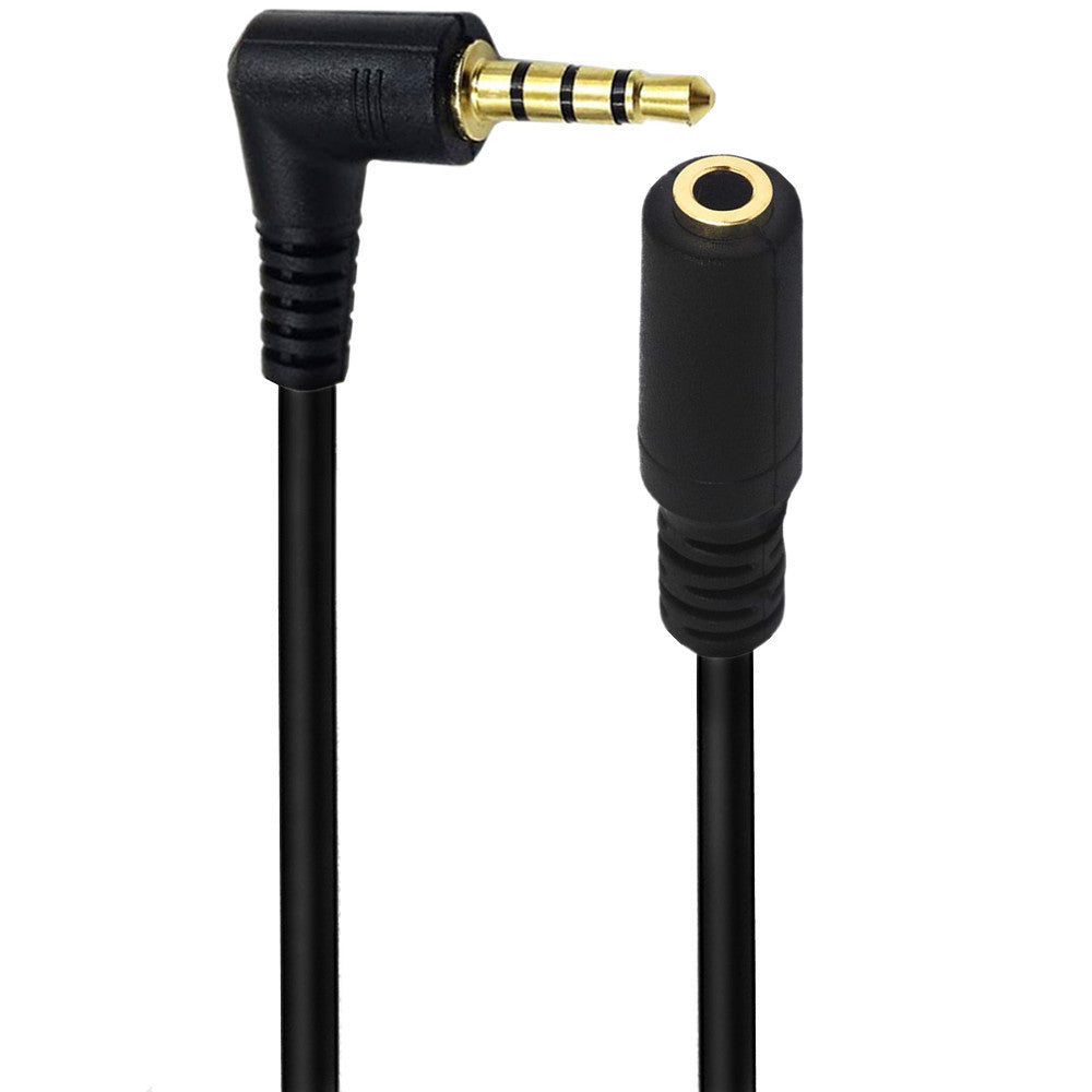 3.5mm Angled 4-Pole Male to 3.5mm 3-Pole Female Audio Cable