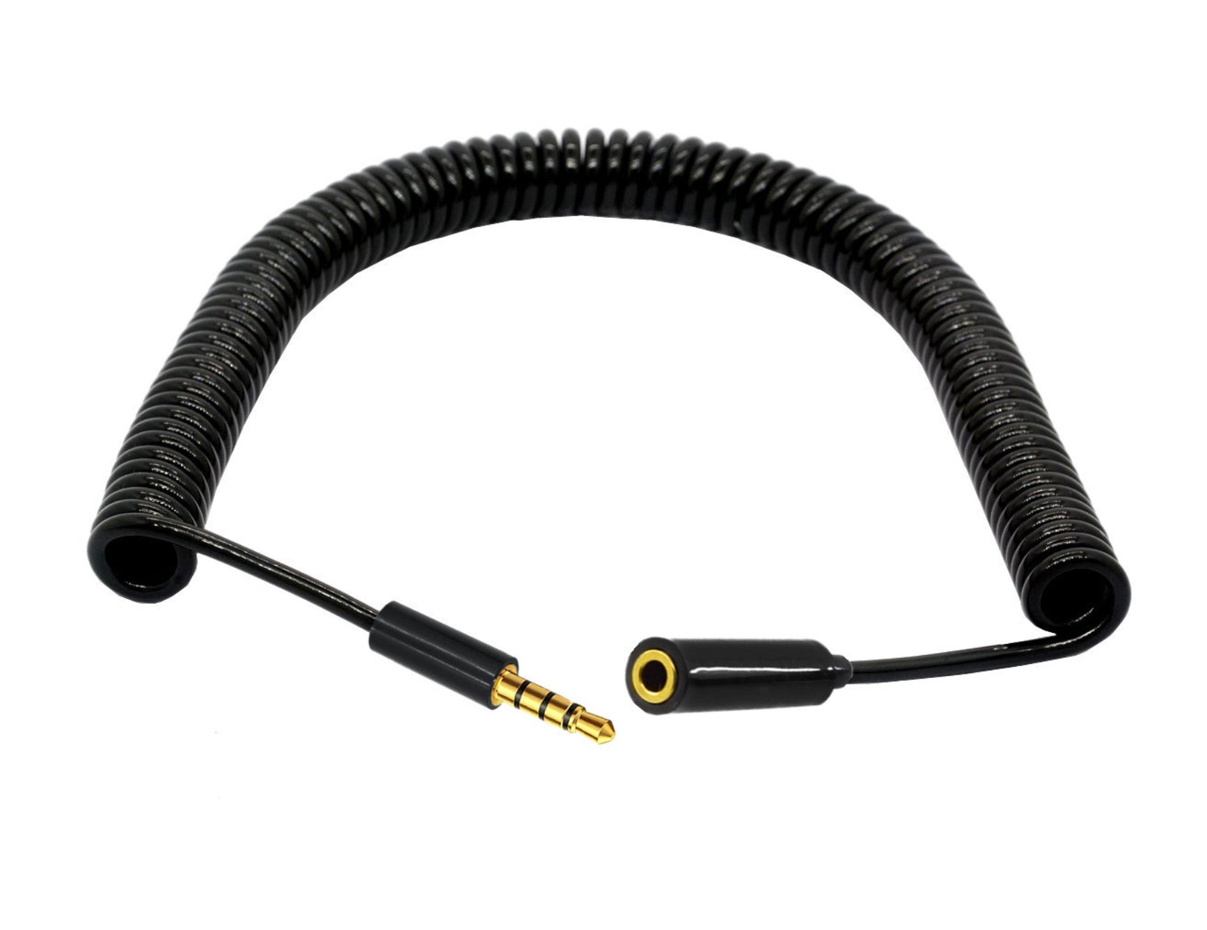 3.5mm 4 pole male to female AUX audio extension coiled cable