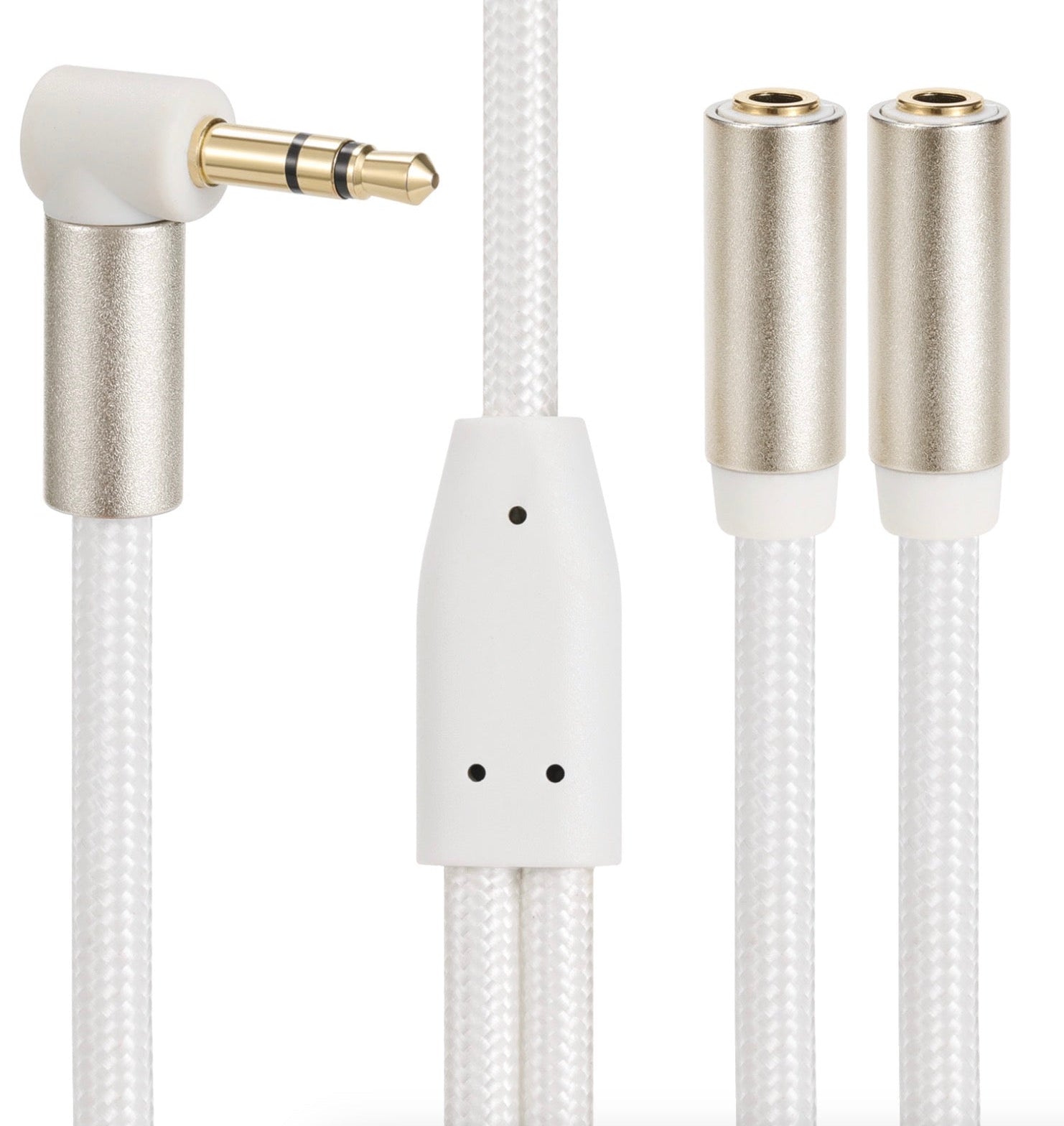 3.5mm male to dual 3.5mm female headset splitter cable white