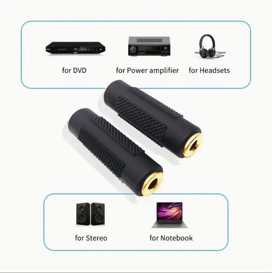 3.5mm TRRS female to female 4-pole headset AUX audio and microphone adapter coupler