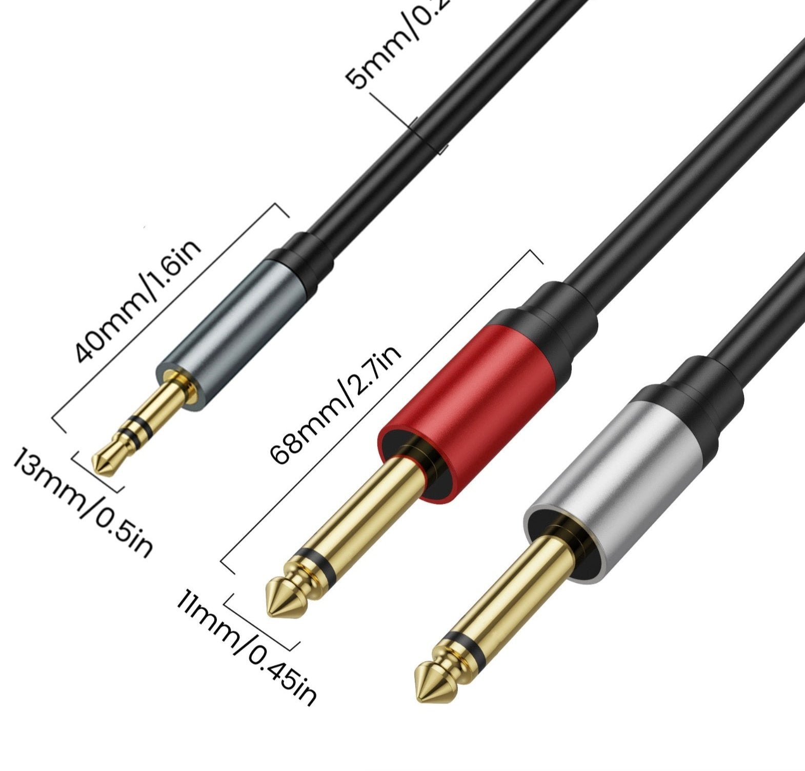 TRS to dual TS audio cable