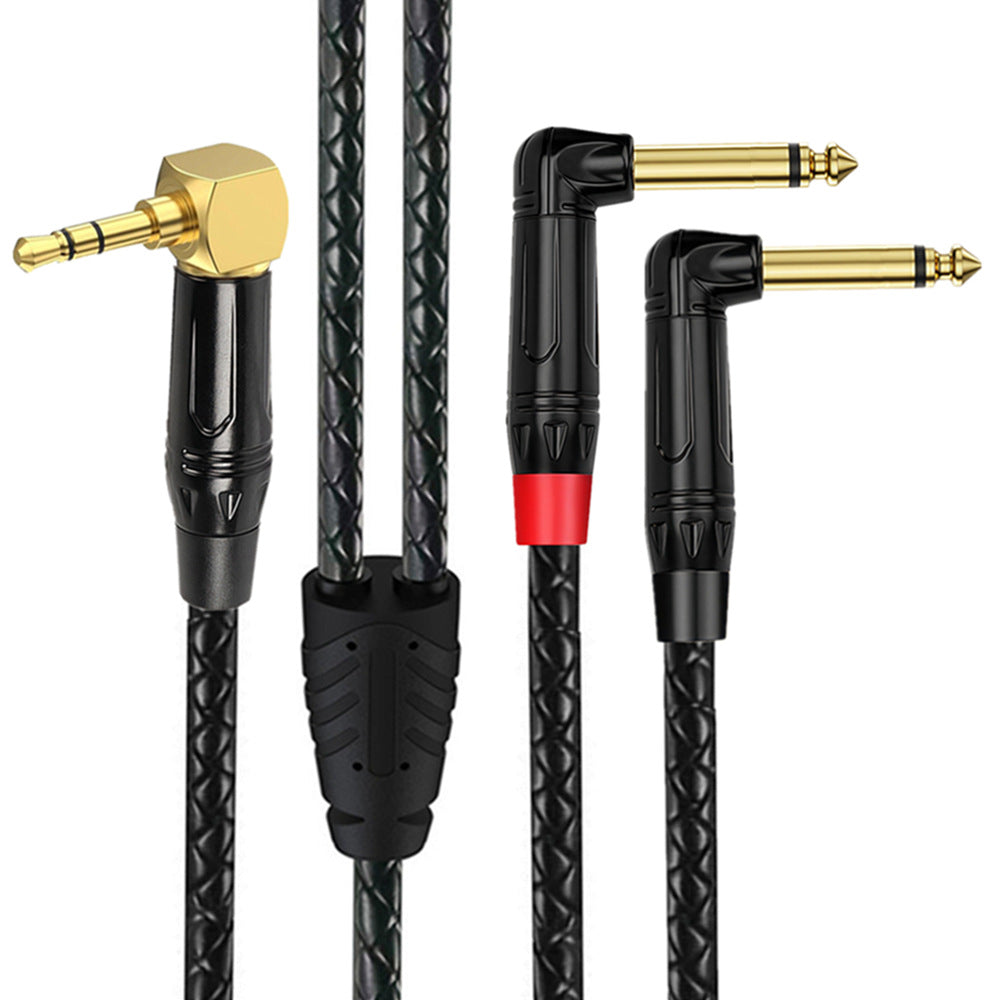 3.5mm stereo to dual 6.35mm mono right angle audio cable