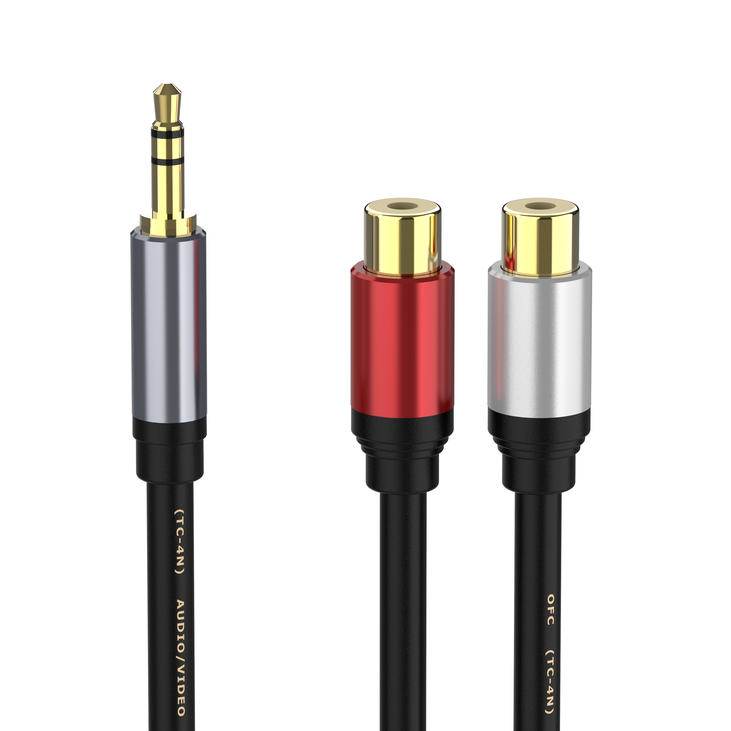 3.5mm male to dual RCA female stereo audio Y splitter cable for Hi-Fi and speaker systems