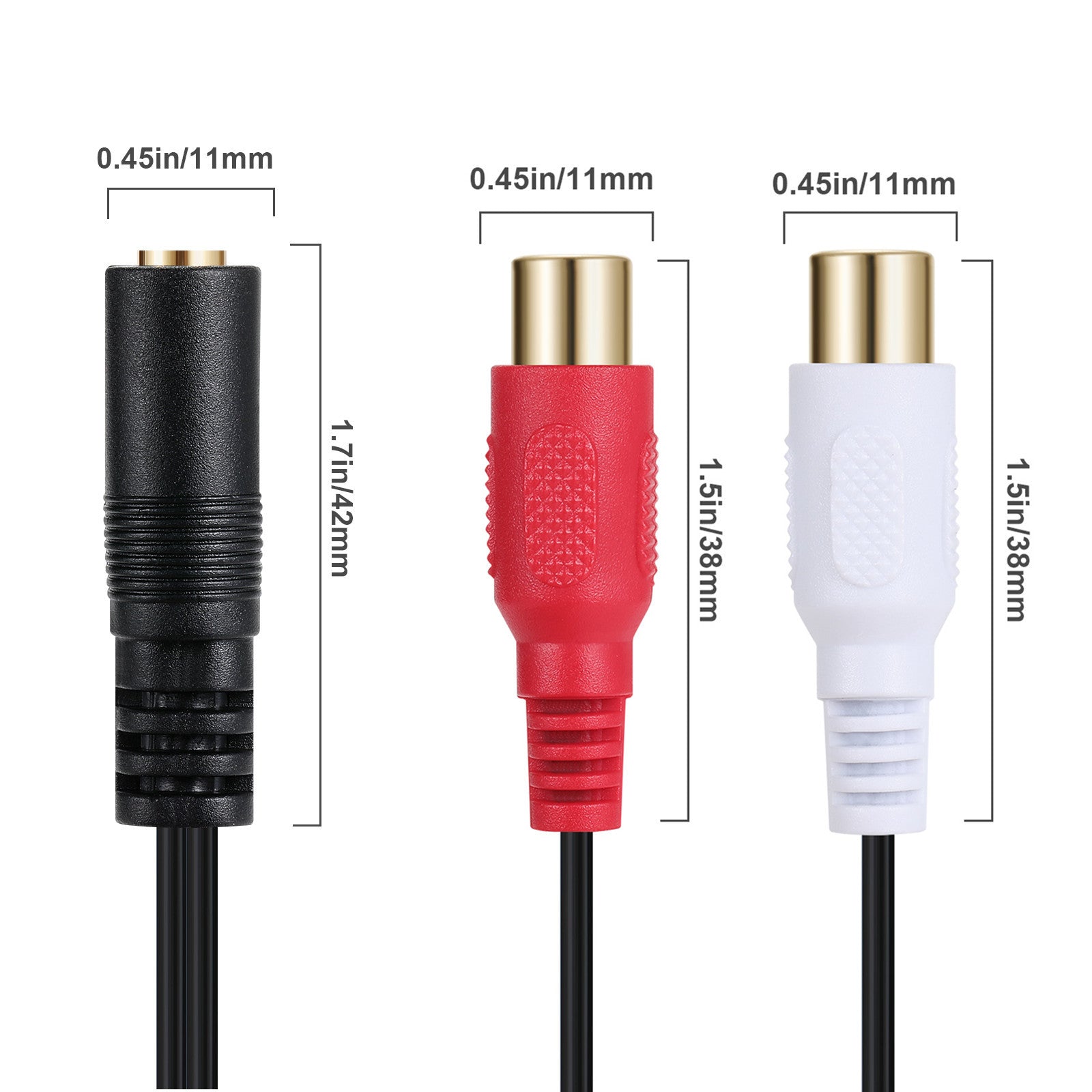 3.5mm (Mini) 1/8" TRS Stereo Female to Dual RCA Female Y Splitter Spiral Cable