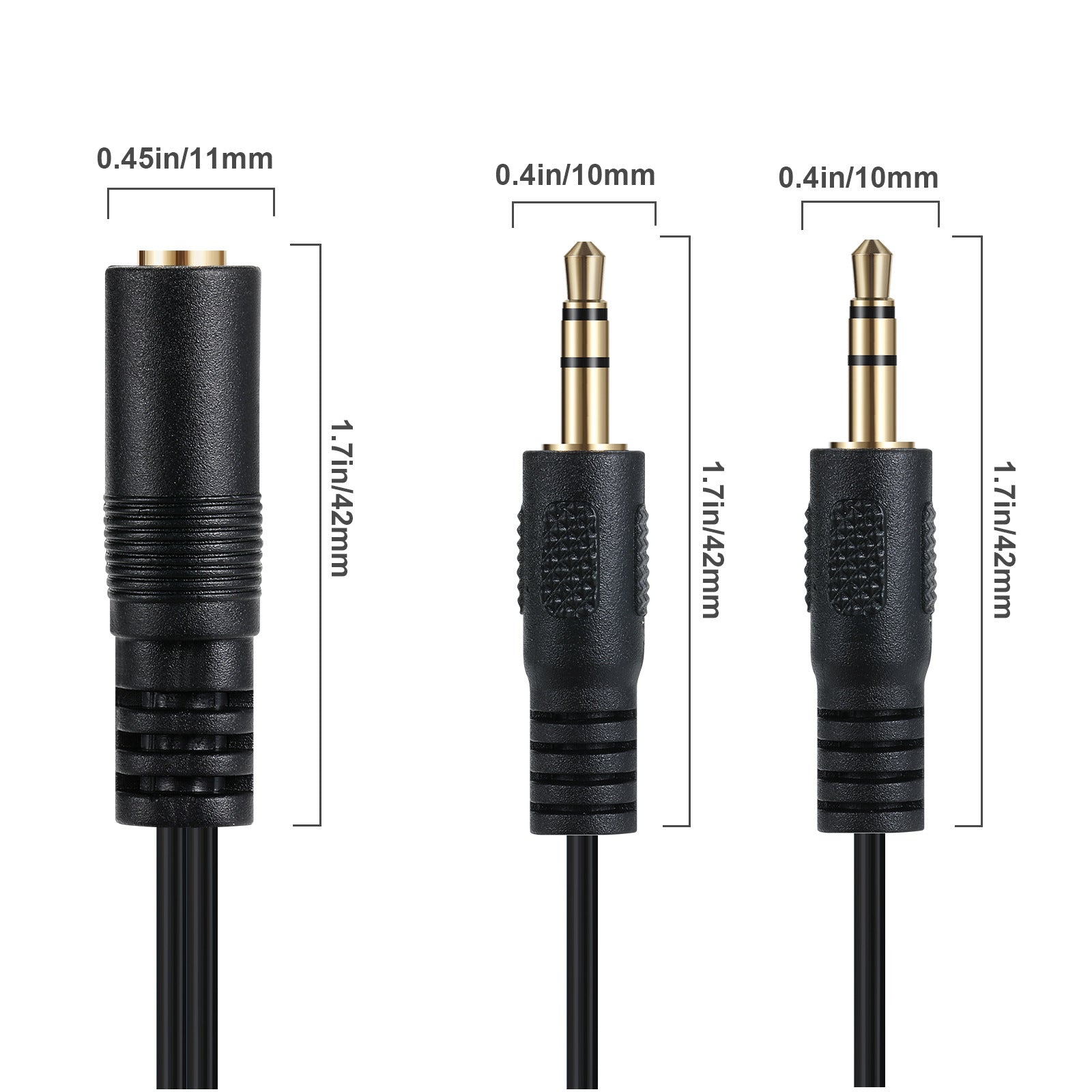3.5mm Female to Dual 3.5mm 3 Pole Male Audio Stereo Headphone Y Coiled Cable