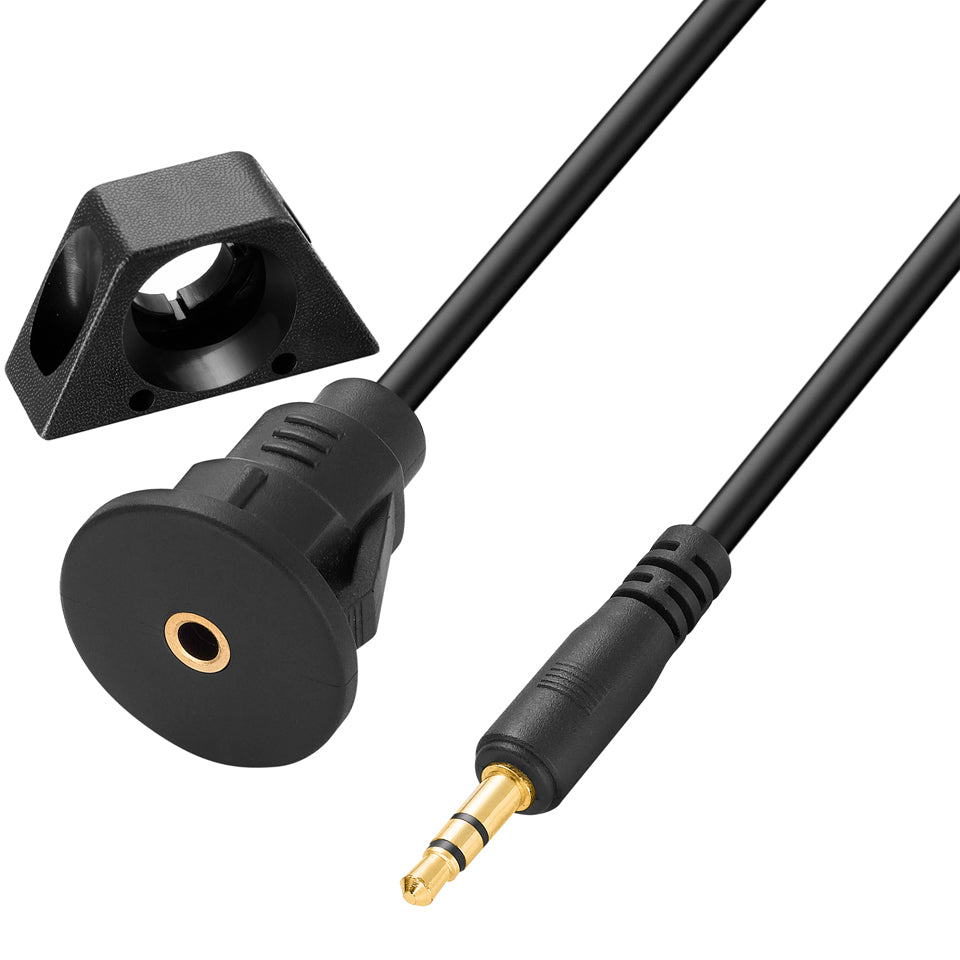 1/8" 3.5mm Male to Female Car Truck Dashboard Flush Mount AUX Audio Extension Cable