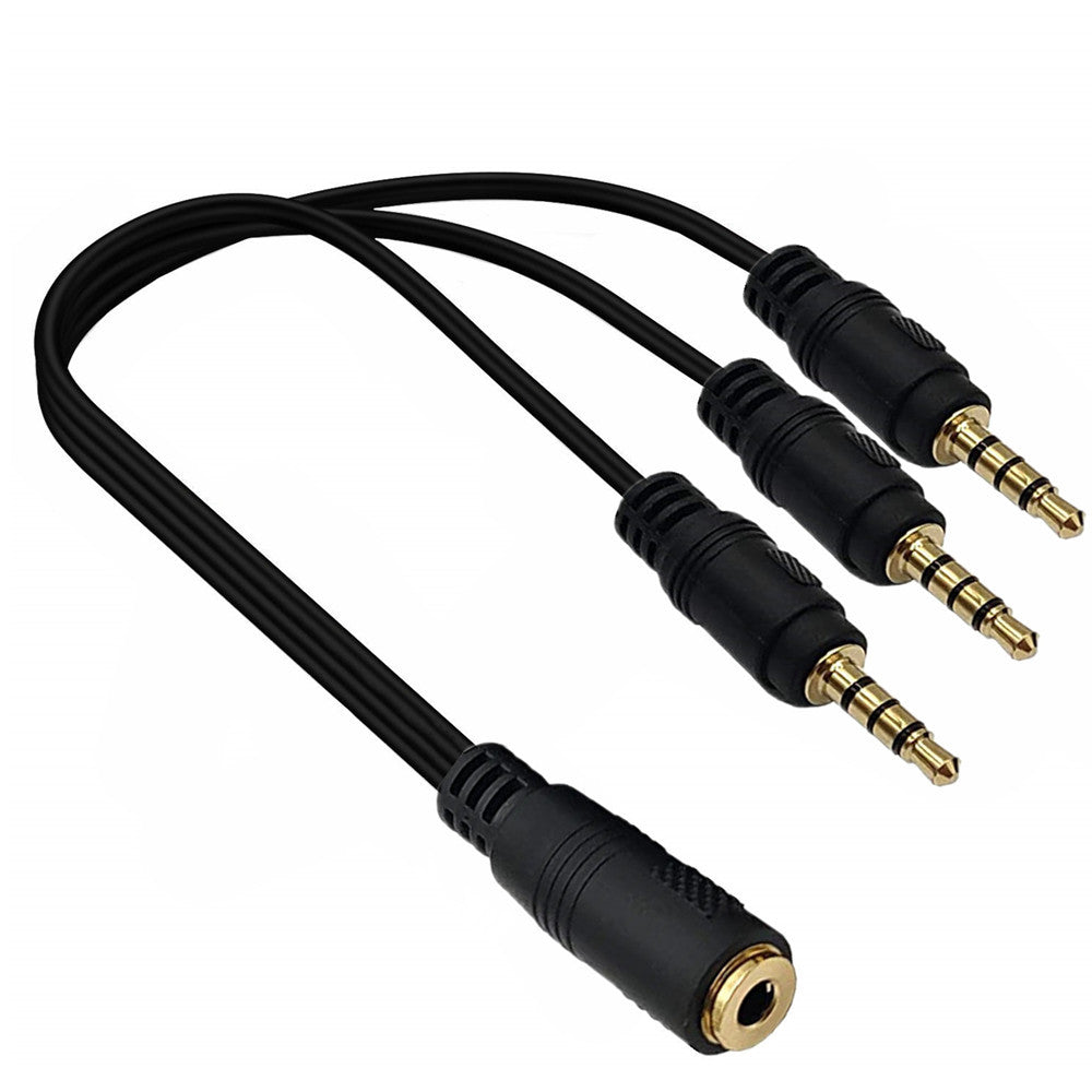 3.5mm (1/8") TRRS Female to 3 x 1/8" 3.5mm Male Stereo Audio Splitter Cable