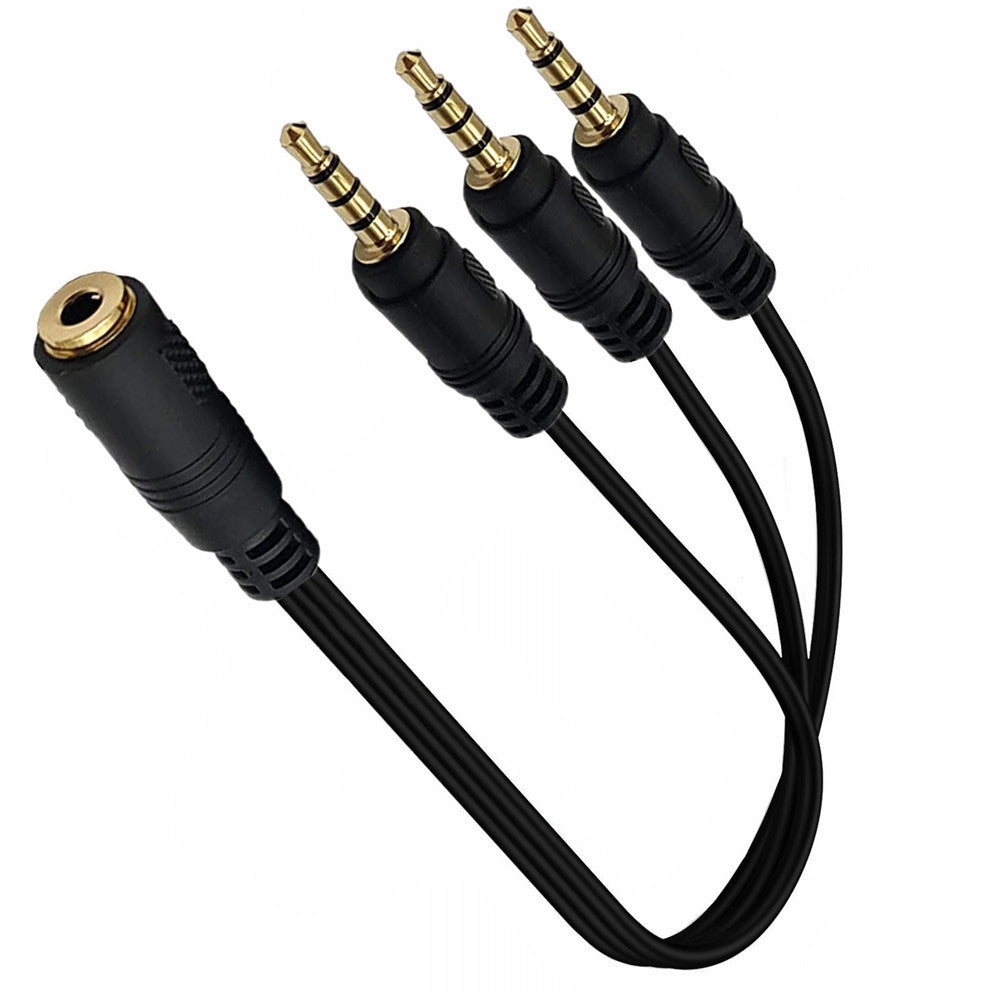 3.5mm (1/8") TRRS Female to 3 x 1/8" 3.5mm Male Stereo Audio Splitter Cable