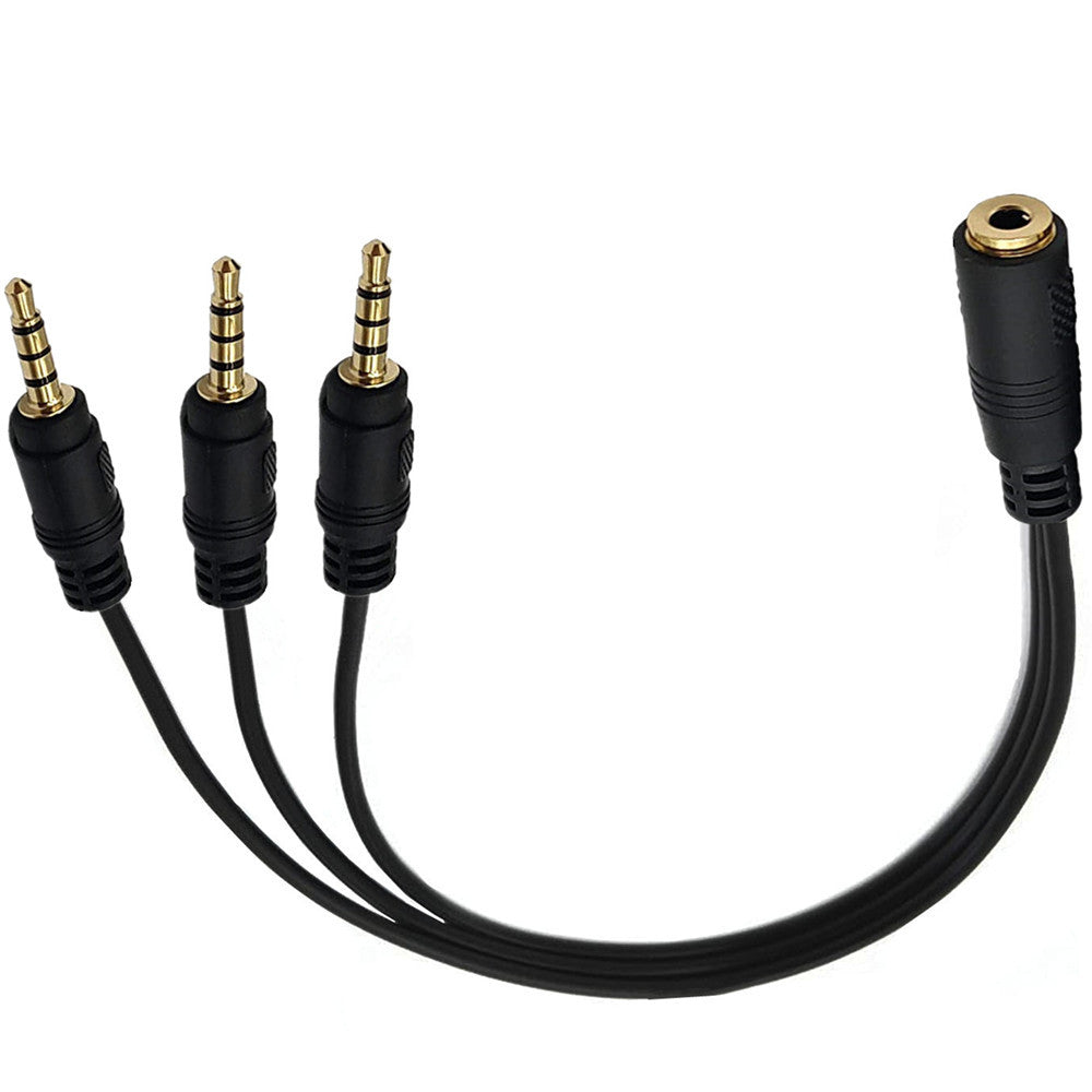 3.5mm (1/8") TRRS Female to 3 x 1/8" 3.5mm Male Stereo Audio Splitter Cable
