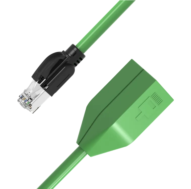 PROFINET Type C CAT6A trailing cable with female straight inline housing and male RJ45 connector