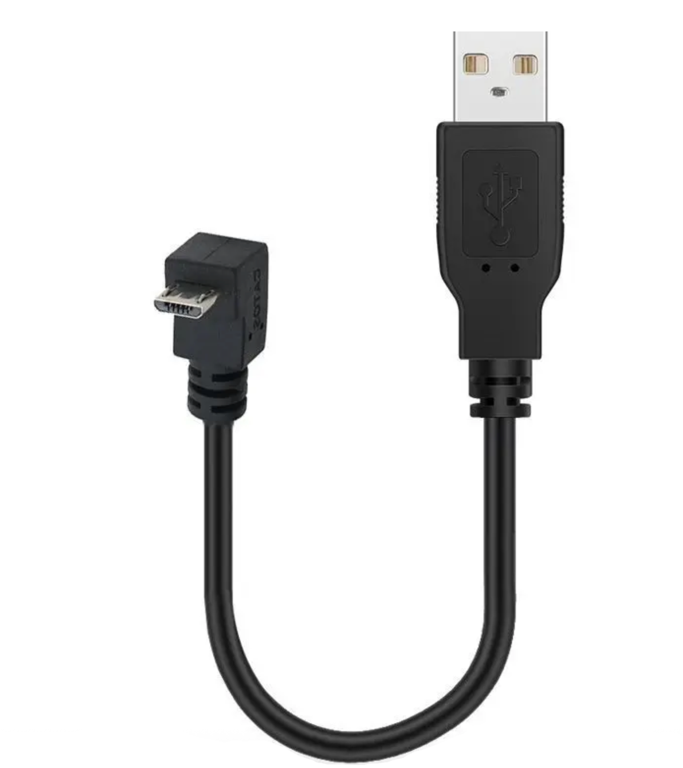 Micro USB 5-Pin to USB 2.0 Type-A Data & Charging Cable – Down Angle Connector