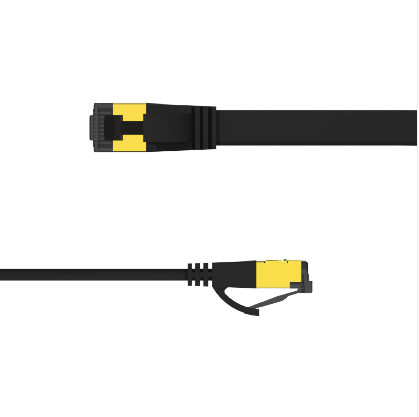 Industry-Rated Cat7 FlatPro U/FTP 32AWG Flat Patch Cable with Anti-Bending Plug (10Gbps, 600MHz) – 0.3m to 20m