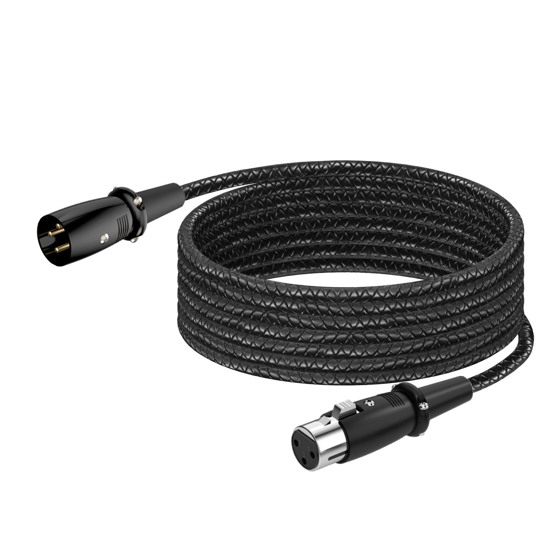 3 pin XLR male to female microphone cable with braided jacket connector