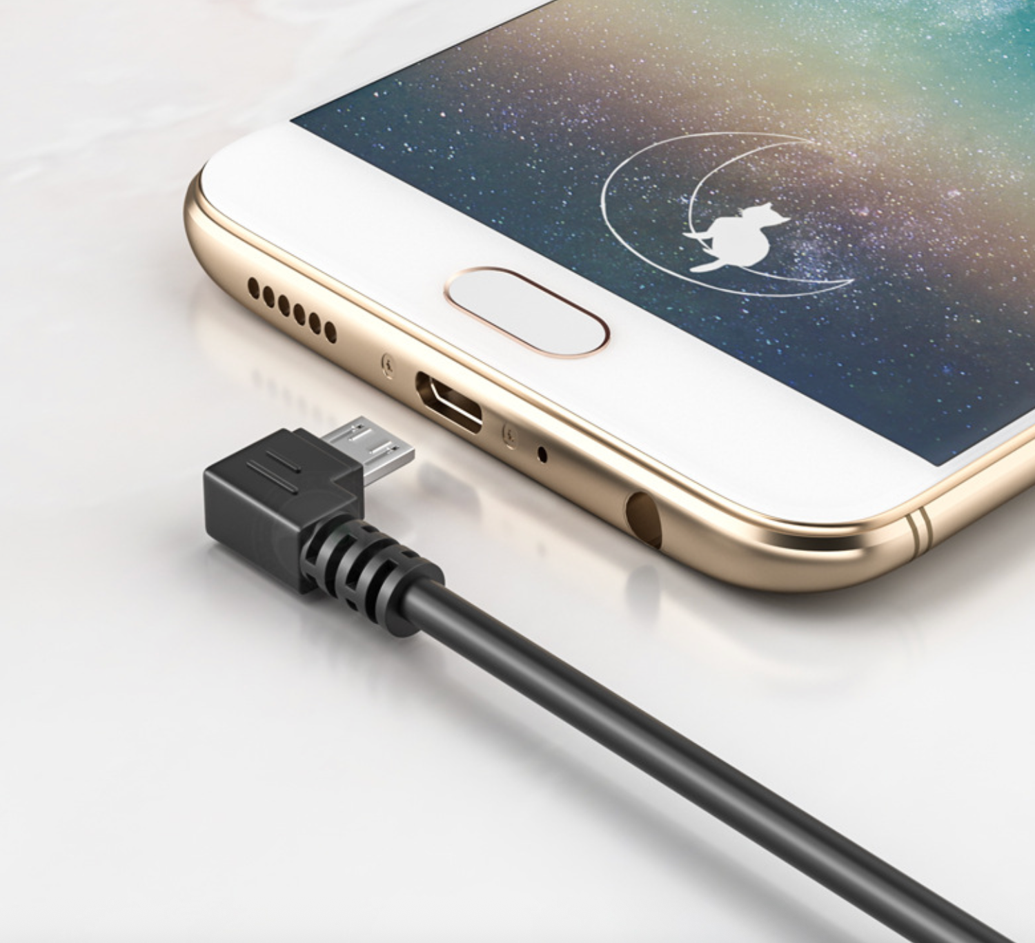 Micro USB 5-Pin to USB 2.0 Type-A Data & Charging Cable – Right Angle Connector