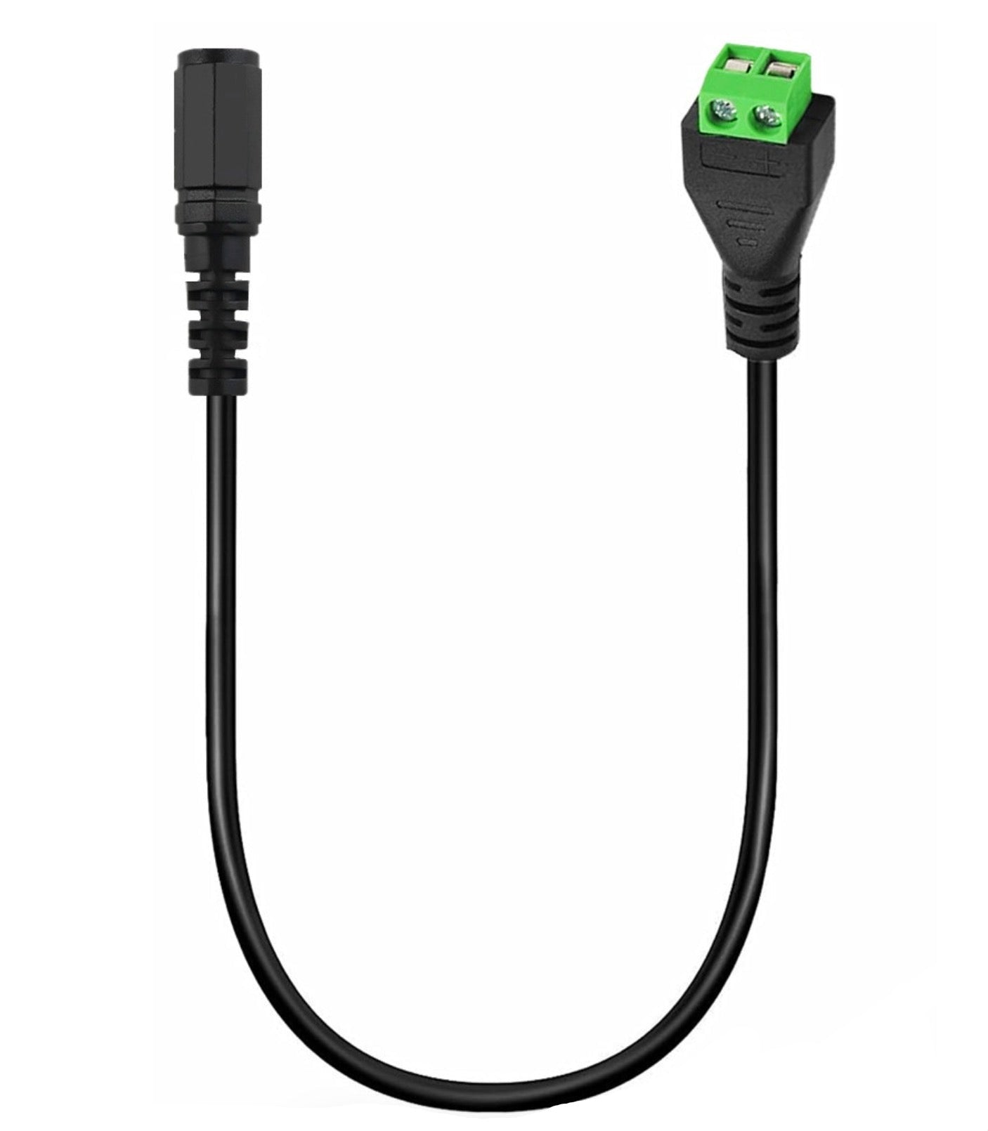 5.5mm x 2.5mm female DC power jack connector cable with terminal block adapter for LED strips and CCTV cameras