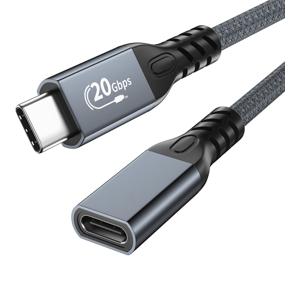 USB-C 3.2 Extension Cable, 100W Fast Charging 20Gbps Data Transfer Braided | Type-C Male to Female
