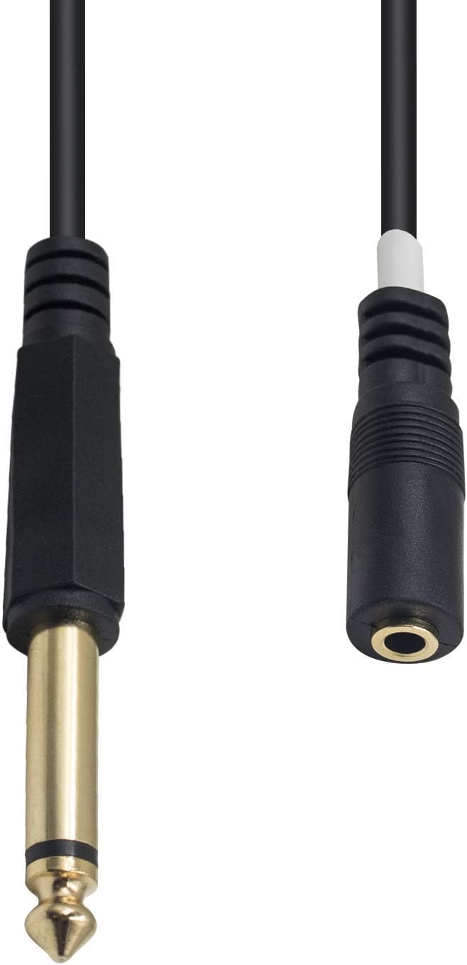 6.35mm 1/4 Inch Male to 3.5mm 1/8 Inch Female TS Mono Audio Jack Aux Extension Cable