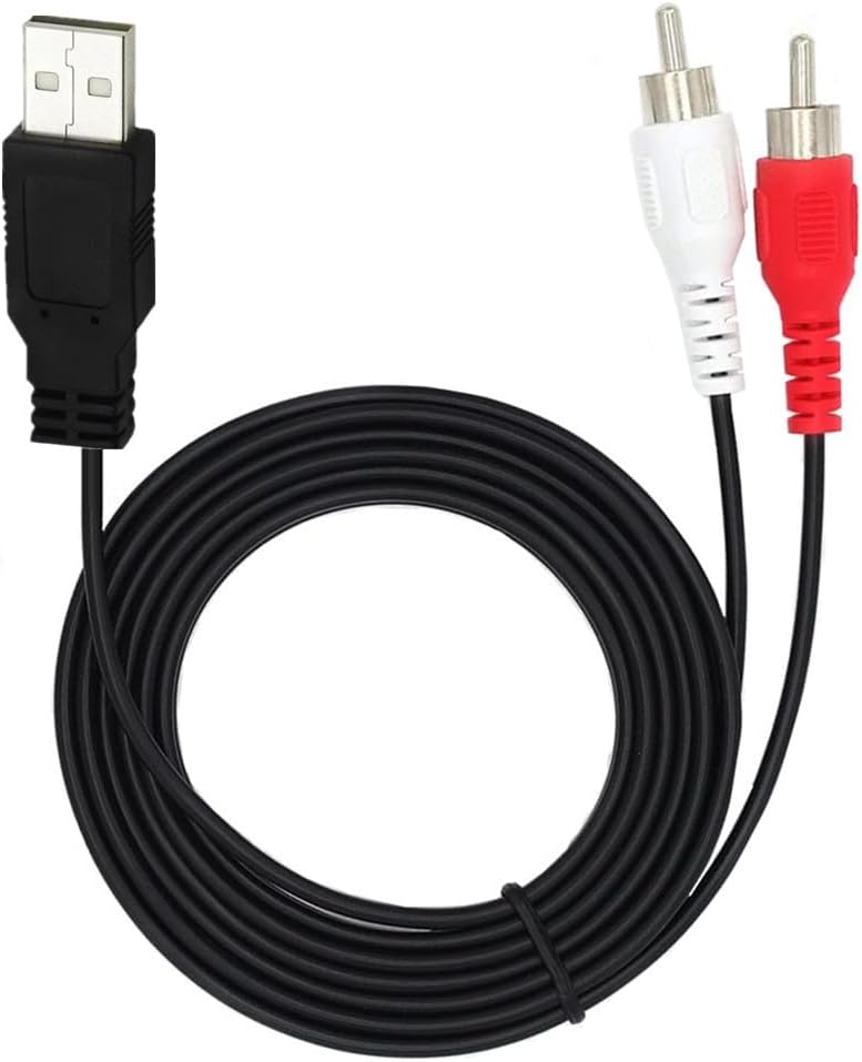 2 RCA Male to USB 2.0 A Male AV Audio Video Splitter Cable