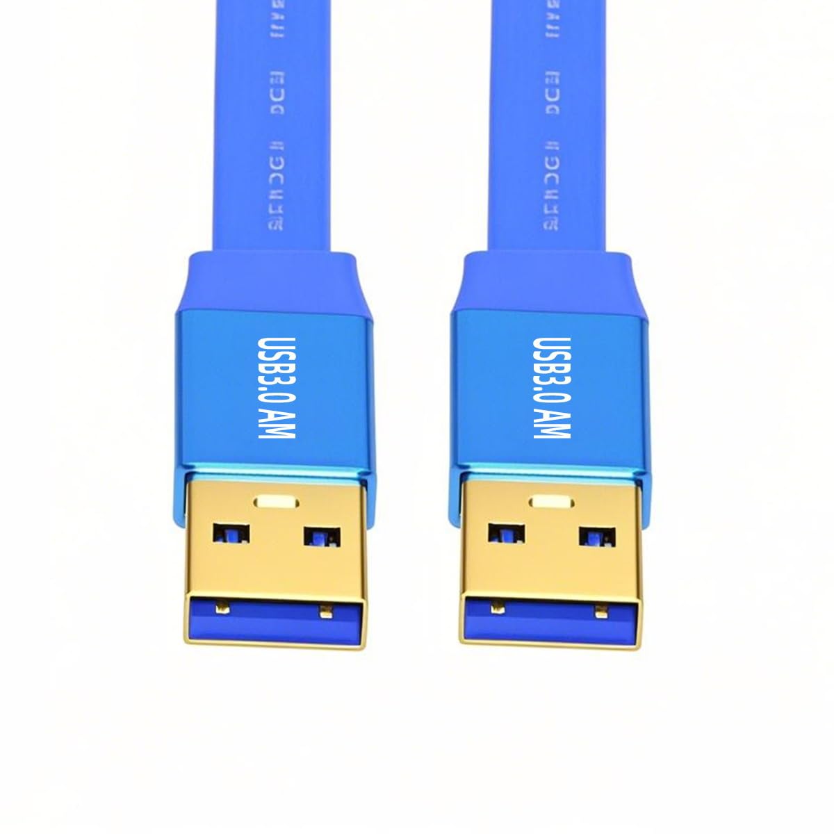 Ultra Flat USB 3.0 Type-A Male to Male Cable | 5Gbps High-Speed Blue Extension for SSD, HDD, Camera, Data Transfer