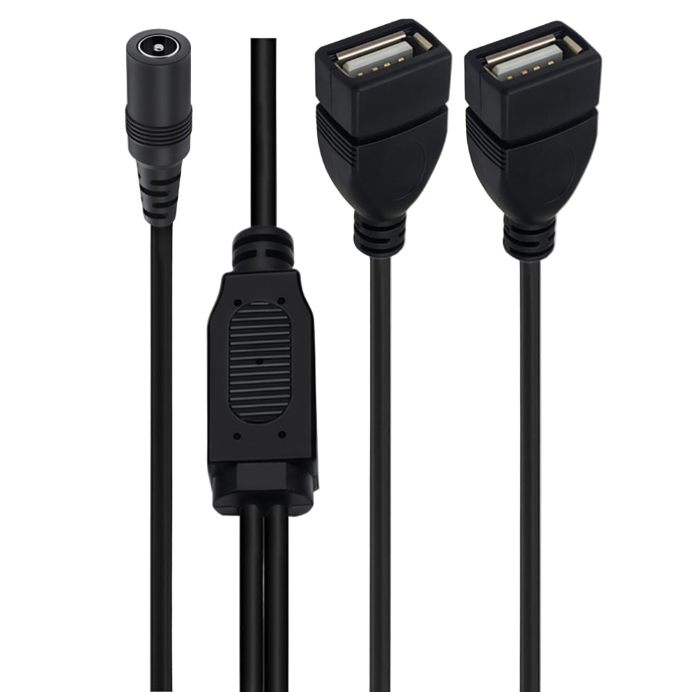 0.3m 5525 DC power splitter cable with one female and two male connectors