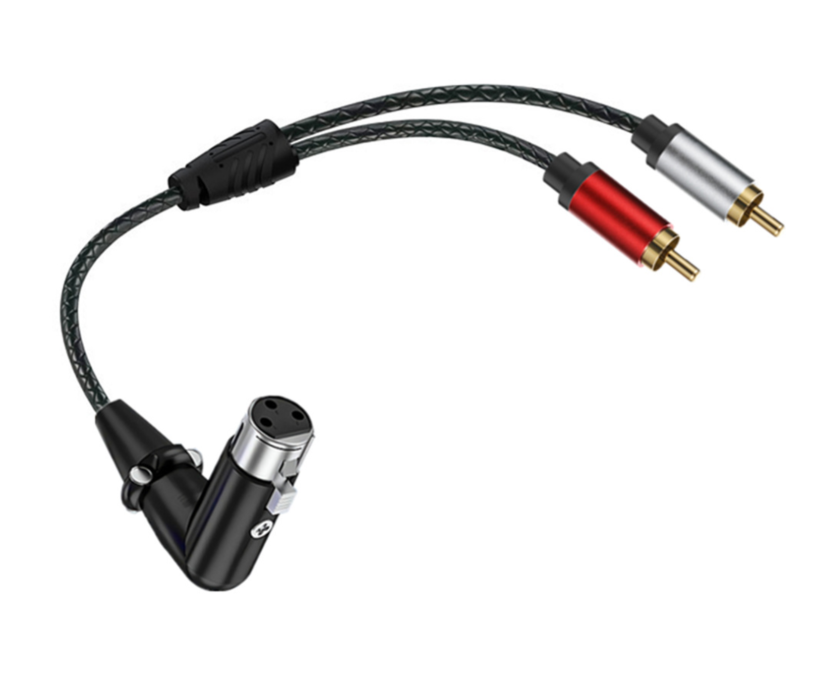 XLR Angled Female to Dual RCA Male Y Splitter Cable – 3 Pin XLR to 2 RCA Stereo Audio Adapter