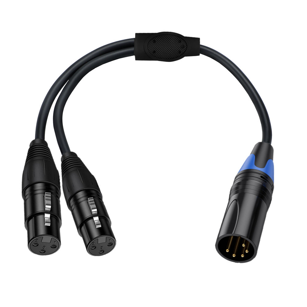 5 pin XLR male to dual 3 pin XLR female splitter cable 0.5m for DMX and audio