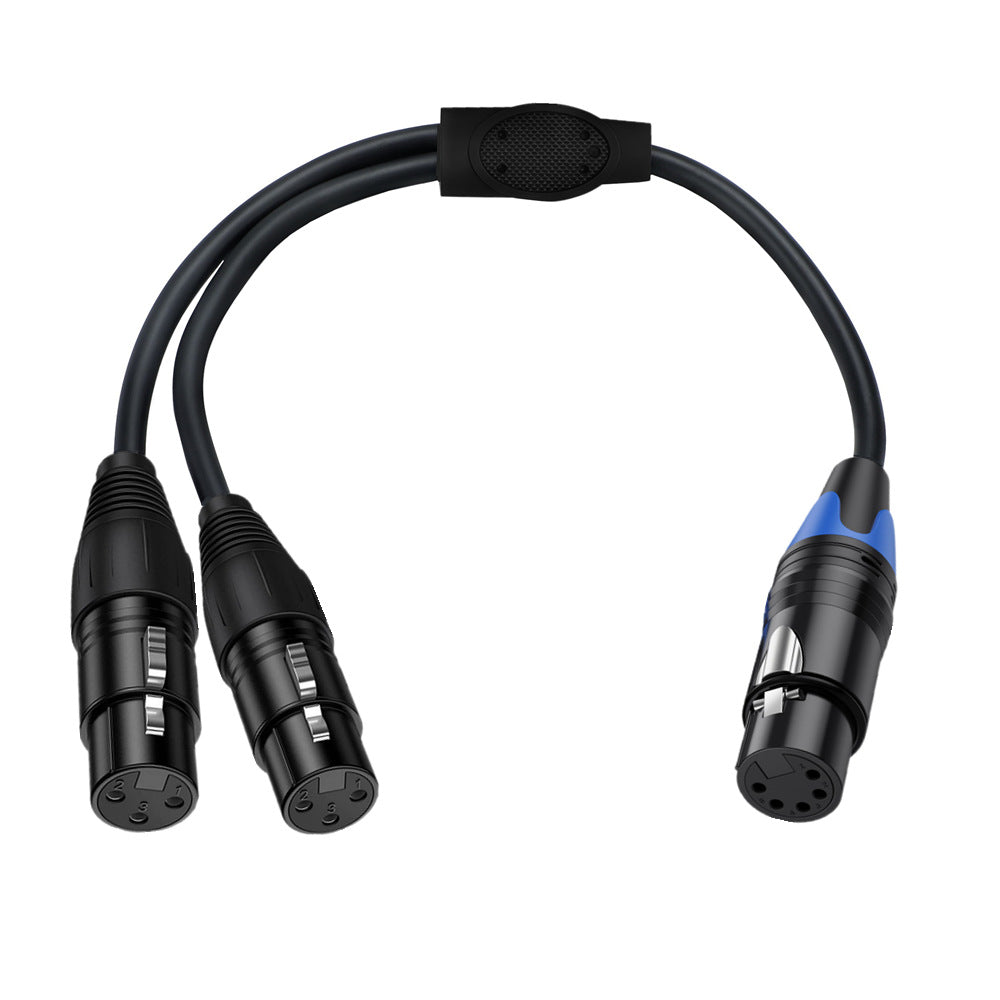 5 pin XLR female to dual 3 pin XLR female splitter cable 0.5m stereo audio