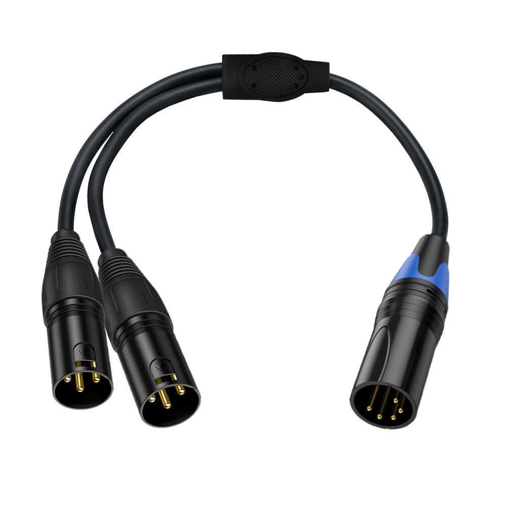 5 pin XLR male to dual 3 pin XLR male splitter cable 0.5m stereo audio