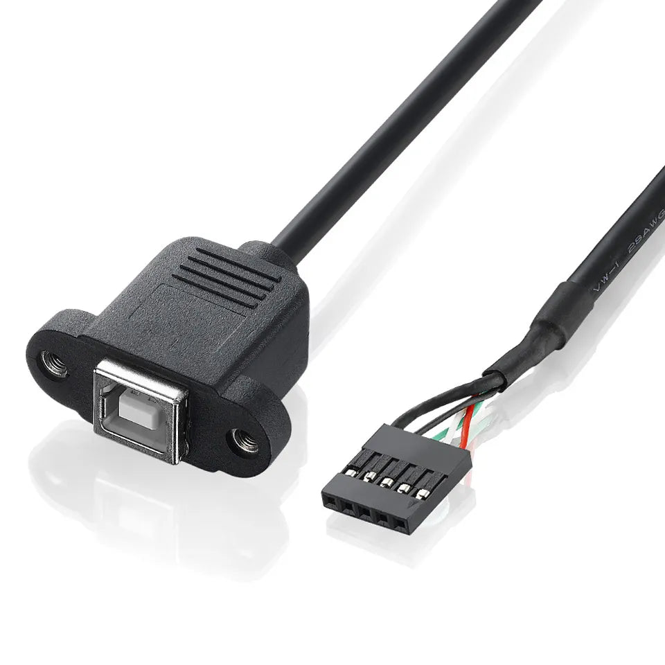 2.54mm 5Pin Header Female to USB 2.0 Type B Female Panel Mount Cable