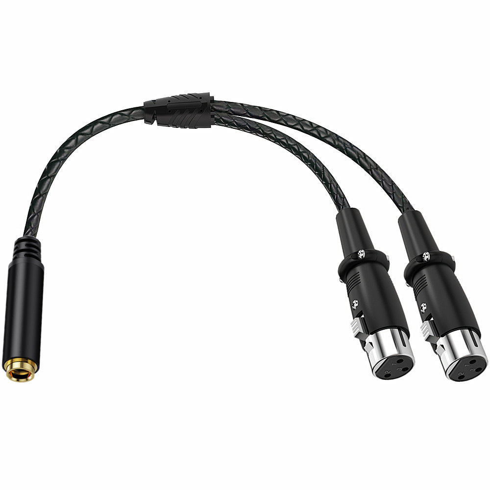 6.35mm TRS female socket with two straight 3-pin XLR female connectors