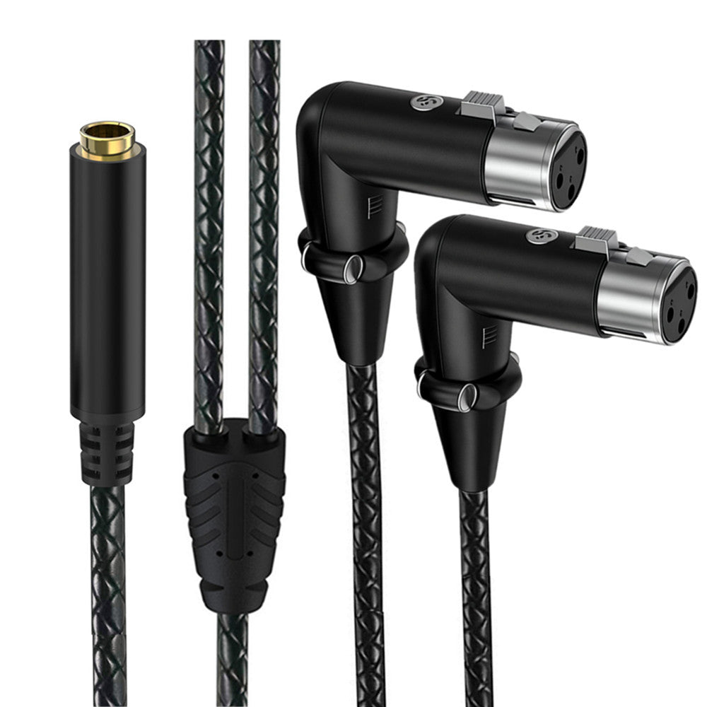 6.35mm TRS stereo female to dual right-angle XLR female audio breakout cable