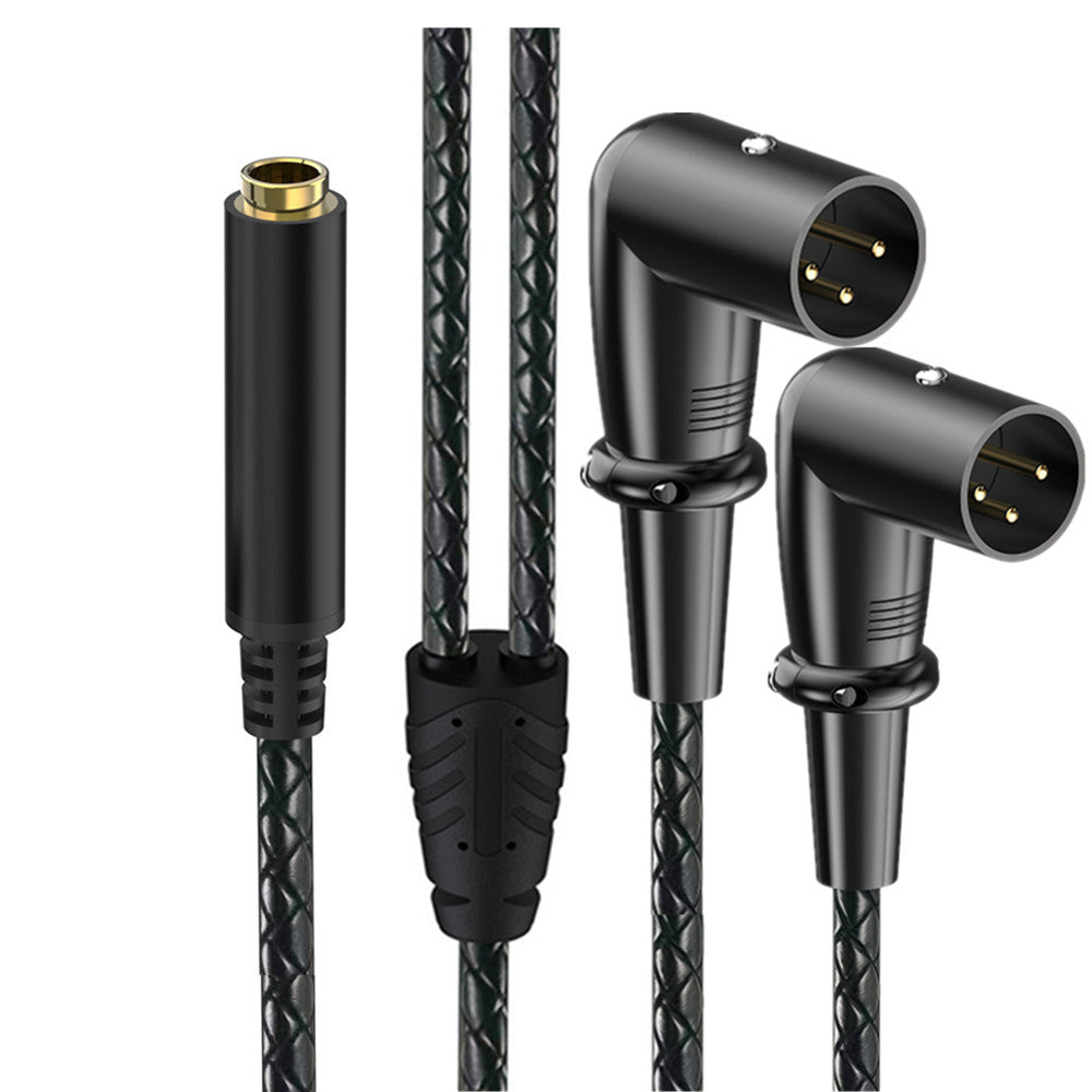 6.35mm TRS stereo female to dual right-angle XLR male audio breakout cable