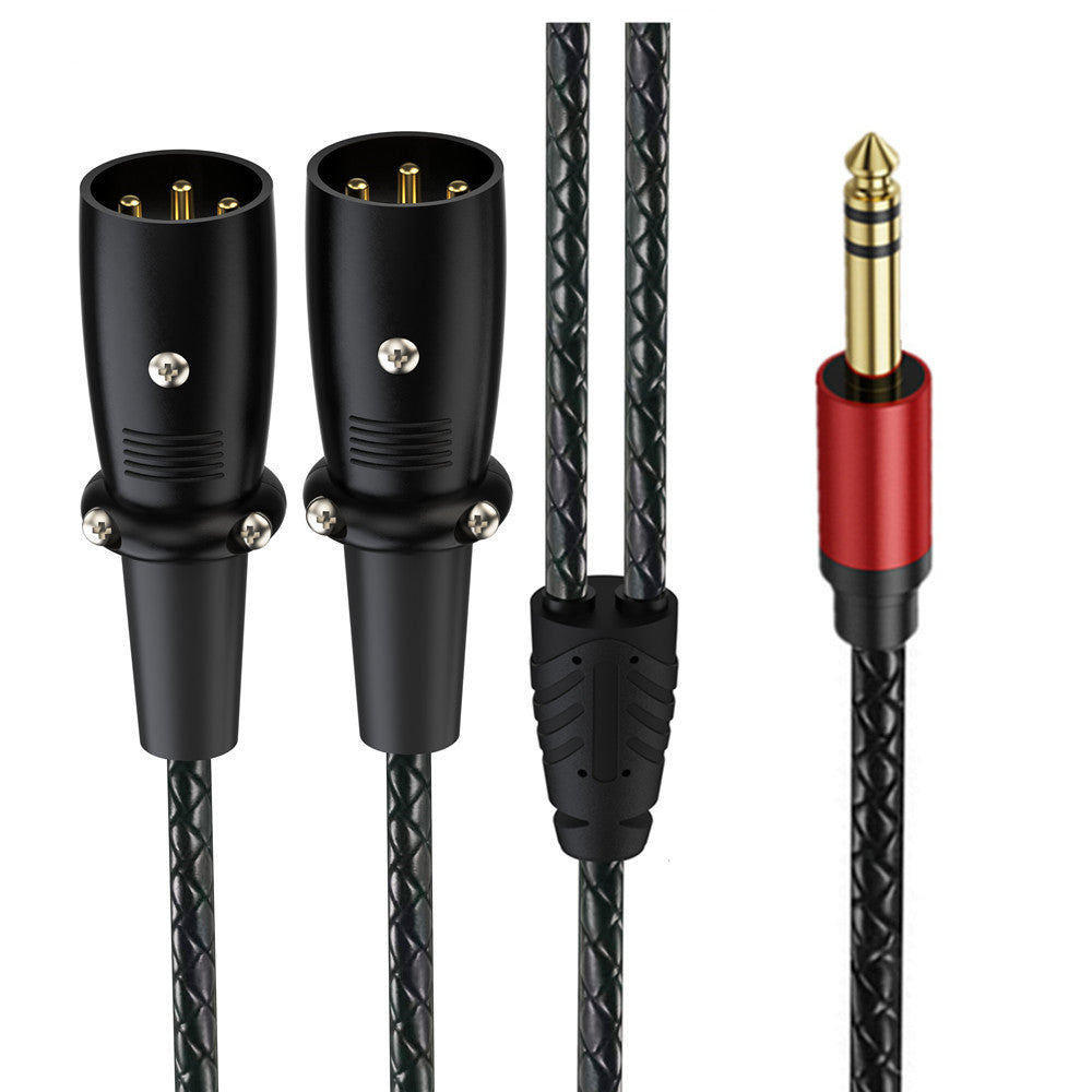 6.35mm TRS stereo male to dual 3-pin XLR male audio breakout cable