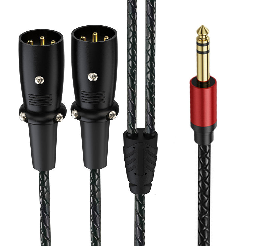 6.35mm TRS stereo male to dual 3-pin XLR male audio breakout cable