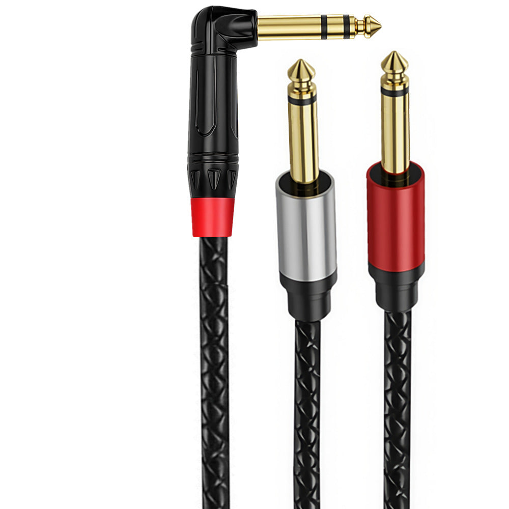 6.35mm TRS stereo to dual TS mono audio splitter cable