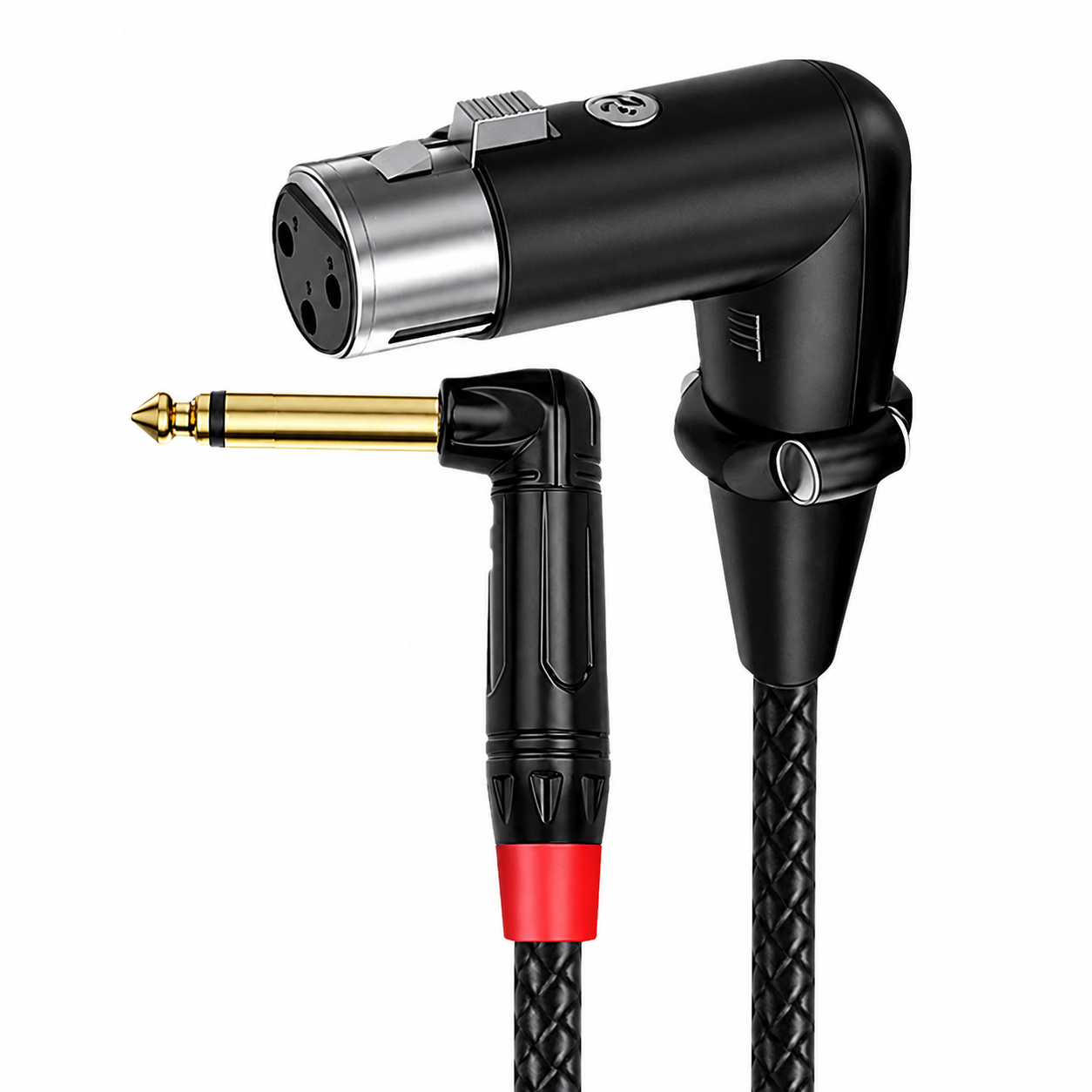 6.35mm TS mono male to right-angle XLR female audio cable