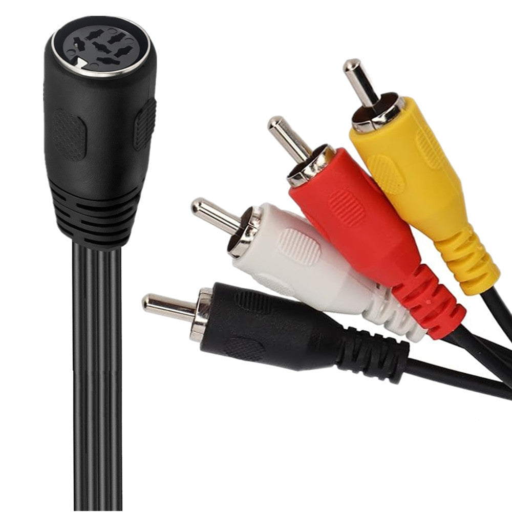 6-pin DIN female to 4 RCA male audio video adapter cable