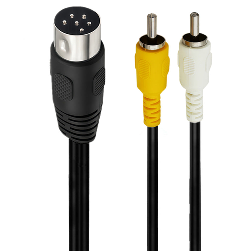 6-pin DIN to dual RCA composite video and mono audio cable
