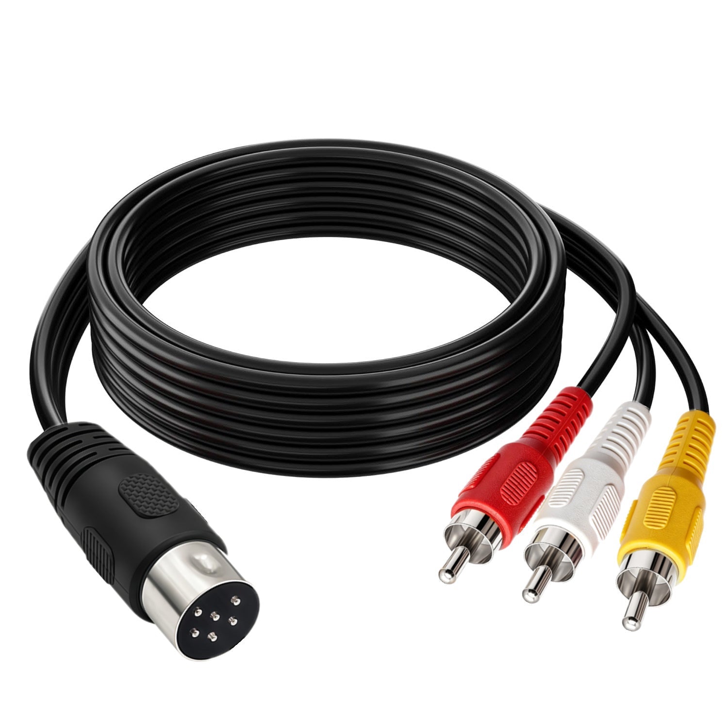 6-pin DIN cable with red white and yellow RCA male connectors