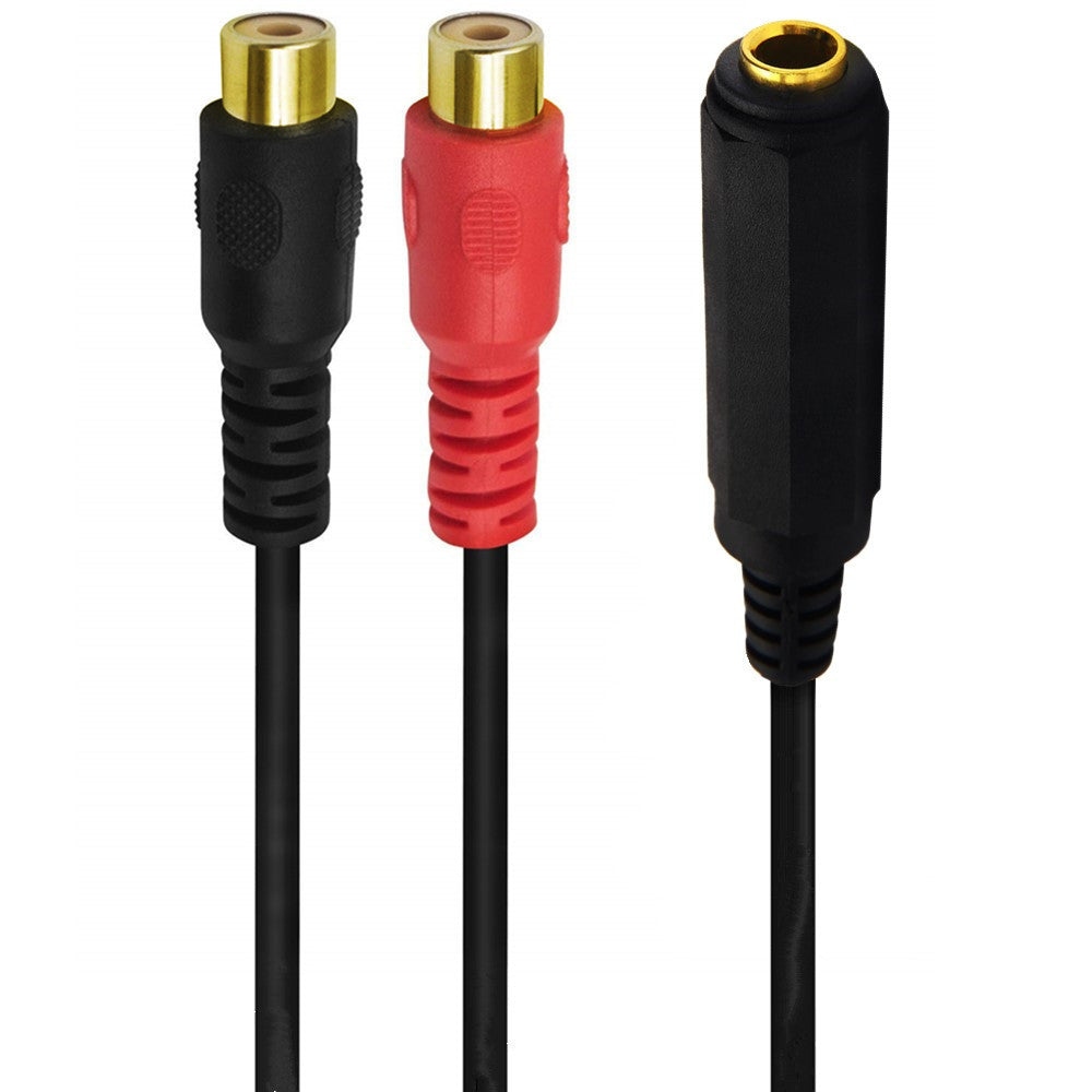20cm 6.35mm (1/4”) Stereo Female Jack to Dual RCA Female Y Splitter Audio Cable