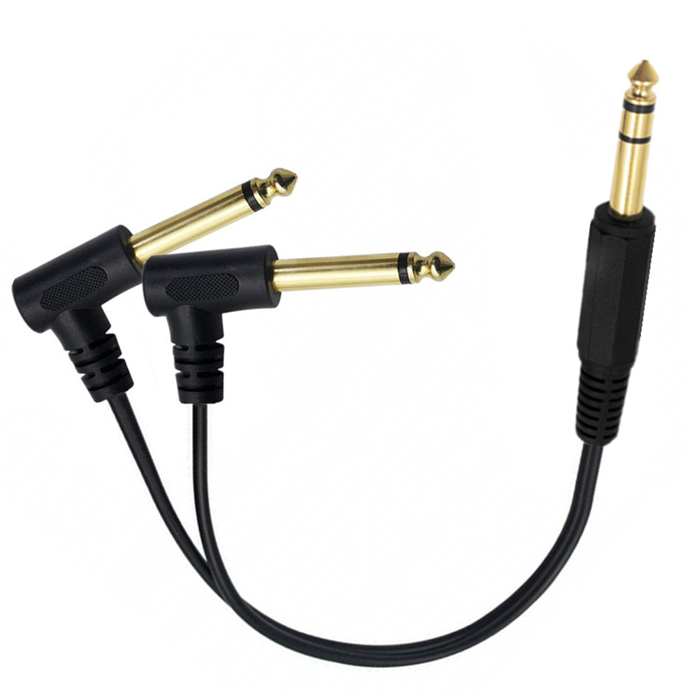 6.35mm 1/4 inch TRS Stereo Male to Angled Dual 6.35mm Mono TS Male AUX Audio Y Splitter Cable